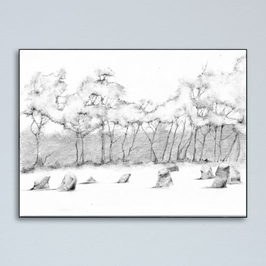 Nine Ladies stone circle in pencil